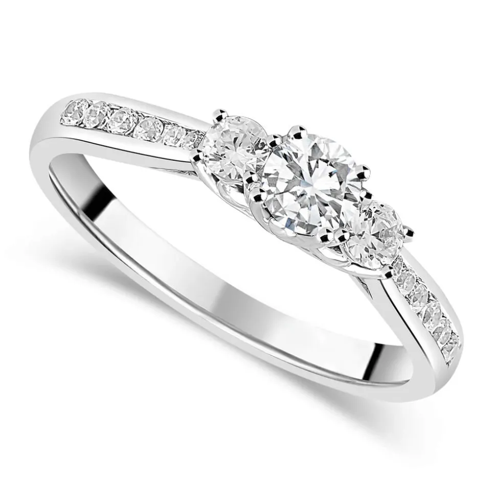 18ct White Gold 0.50ct Trilogy Diamond Tulip Setting Ring