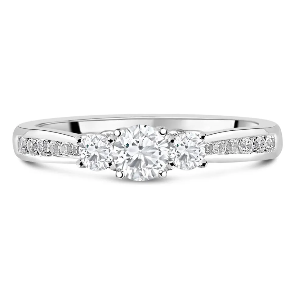 18ct White Gold 0.50ct Trilogy Diamond Tulip Setting Ring