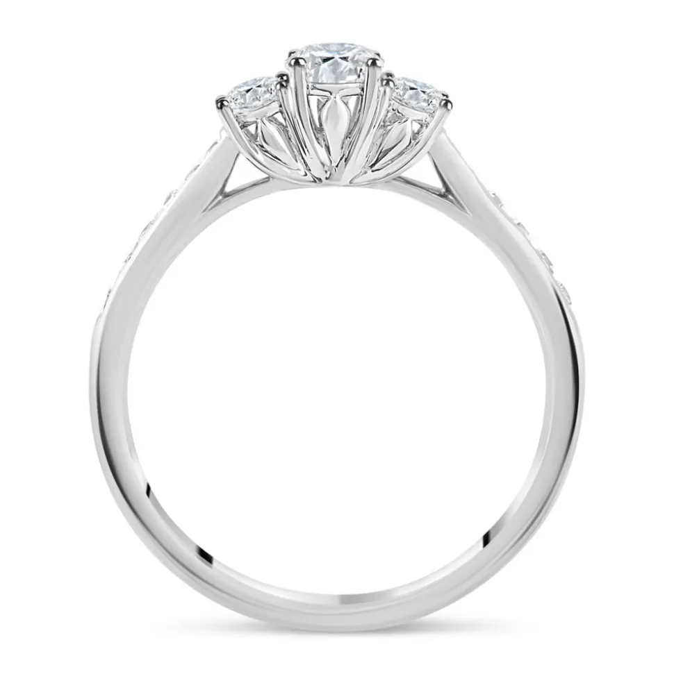 18ct White Gold 0.50ct Trilogy Diamond Tulip Setting Ring