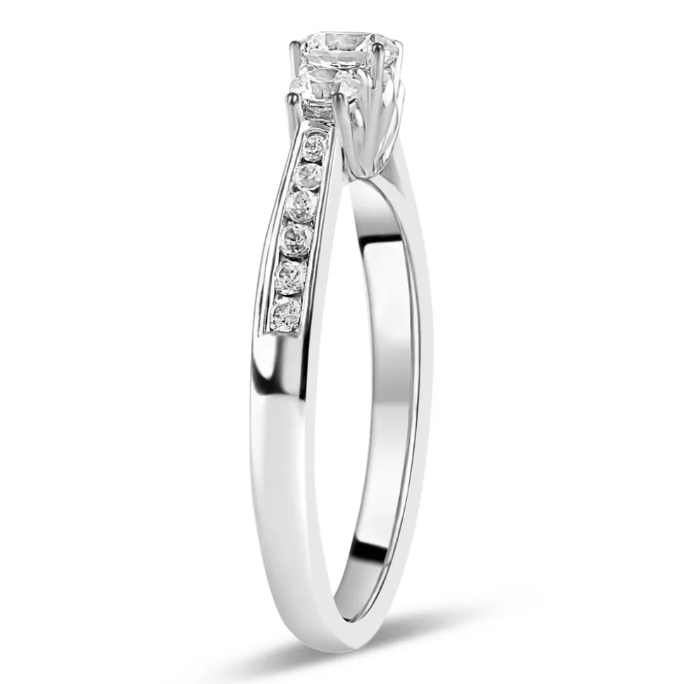 18ct White Gold 0.50ct Trilogy Diamond Tulip Setting Ring