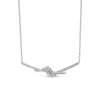 9ct White Gold 0.12ct Twisted Knot Hammock Necklet