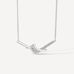 9ct White Gold 0.12ct Twisted Knot Hammock Necklet