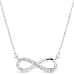 9ct White Gold Cubic Zirconia Infinity Necklace