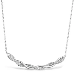 9ct White Gold Cubic Zirconia Plaited Curve Necklet