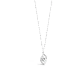 9ct White Gold Cubic Zirconia Pendant (Chain Included)