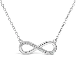 9ct White Gold Cubic Zirconia Set Infinity Necklet
