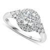 9ct White Gold Cubic Zirconia Halo Trefoil Shoulders Dress Ring