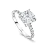 9ct White Gold Cubic Zirconia Cushion Centre & Shoulders Set Ring