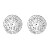 9ct White Gold Cubic Zirconia Halo Stud Earrings