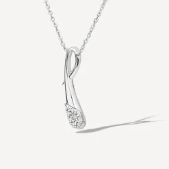 9ct White Gold Cubic Zirconia Ribbon Shaped Pendant