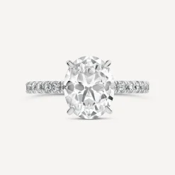 9ct White Gold Cubic Zirconia Oval Centre & Shoulders Set Ring