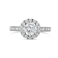 9ct White Gold Cubic Zirconia Halo and Side Stones Ring