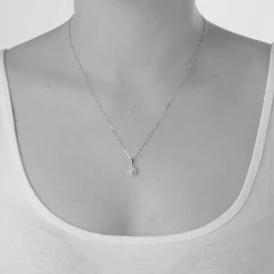 9ct White Gold Cubic Zirconia Halo Slider Pendant (Chain Included)