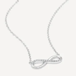 9ct White Gold Cubic Zirconia Set Infinity Necklet