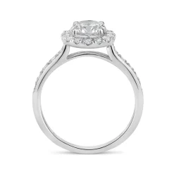 9ct White Gold Cubic Zirconia Halo and Side Stones Ring