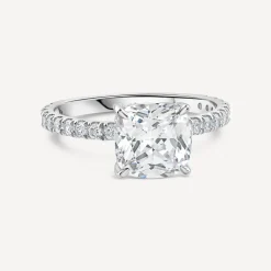 9ct White Gold Cubic Zirconia Cushion Centre & Shoulders Set Ring