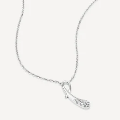 9ct White Gold Cubic Zirconia Ribbon Shaped Pendant