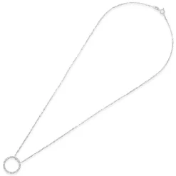 9ct White Gold Cubic Zirconia Open Circle Pendant (Chain Included)
