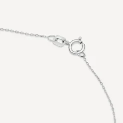 9ct White Gold Cubic Zirconia Set & Polished Drop Necklet