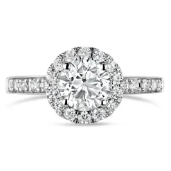 9ct White Gold Cubic Zirconia Halo and Side Stones Ring