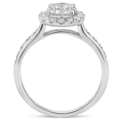 9ct White Gold Cubic Zirconia Halo and Side Stones Ring