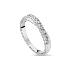 18ct White Gold Curved Shaped 0.08ct Diamond Wedding Ring