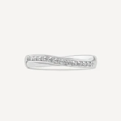 18ct White Gold Curved Shaped 0.08ct Diamond Wedding Ring
