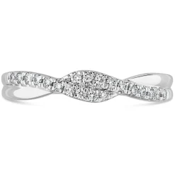 9ct White Gold Diamond 2 Row Pave Twist 0.15ct Ring