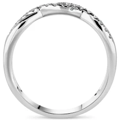 9ct White Gold Diamond 2 Row Pave Twist 0.15ct Ring