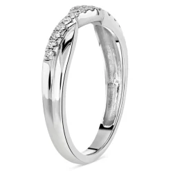9ct White Gold Diamond 2 Row Pave Twist 0.15ct Ring