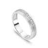 9ct White Gold Diamond Centre Matte & Polished Band Ring