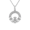 14ct White Gold Diamond Claddagh Pendant