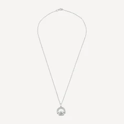 14ct White Gold Diamond Claddagh Pendant