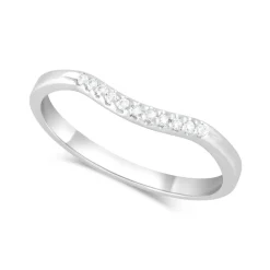 9ct White Gold Diamond Curved 2mm Wedding Band