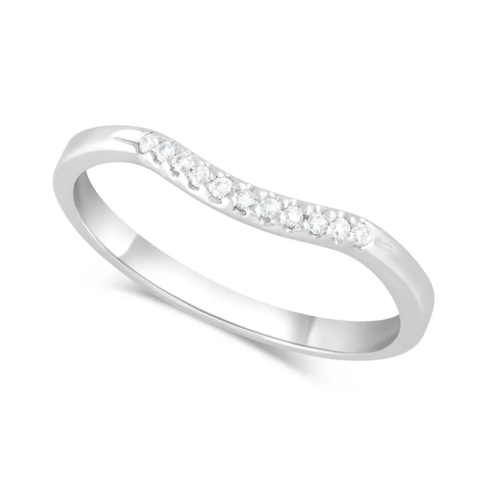 9ct White Gold Diamond Curved 2mm Wedding Band