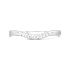 9ct White Gold Diamond Curved 2mm Wedding Band