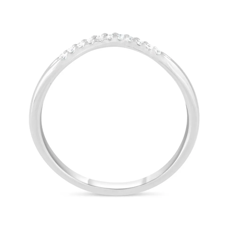 9ct White Gold Diamond Curved 2mm Wedding Band