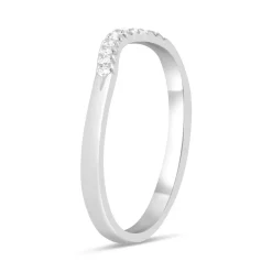 9ct White Gold Diamond Curved 2mm Wedding Band
