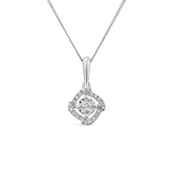 9ct White Gold Diamond Illusion Flower Pendant