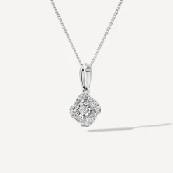 9ct White Gold Diamond Illusion Flower Pendant