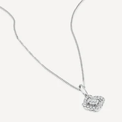 9ct White Gold Diamond Illusion Flower Pendant
