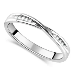 9ct White Gold Diamond 3mm Twist Wedding Ring