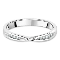 9ct White Gold Diamond 3mm Twist Wedding Ring