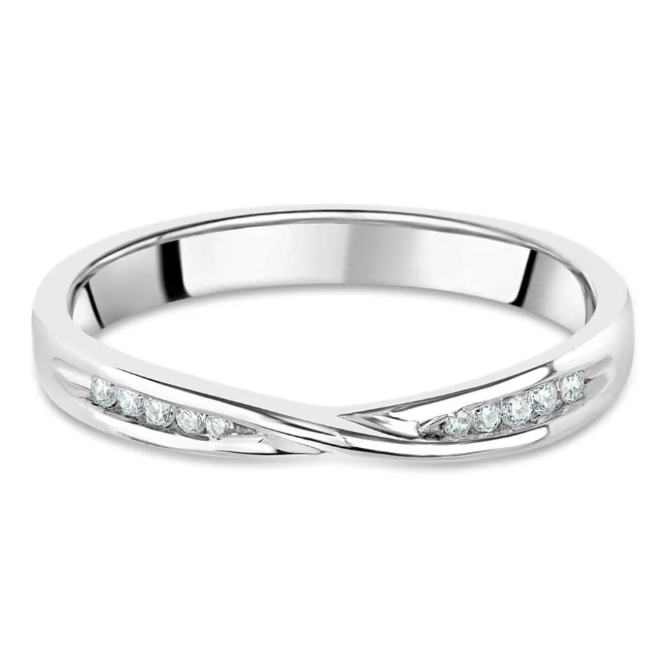 9ct White Gold Diamond 3mm Twist Wedding Ring