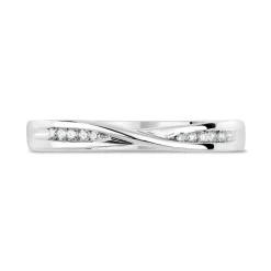 9ct White Gold Diamond 3mm Twist Wedding Ring