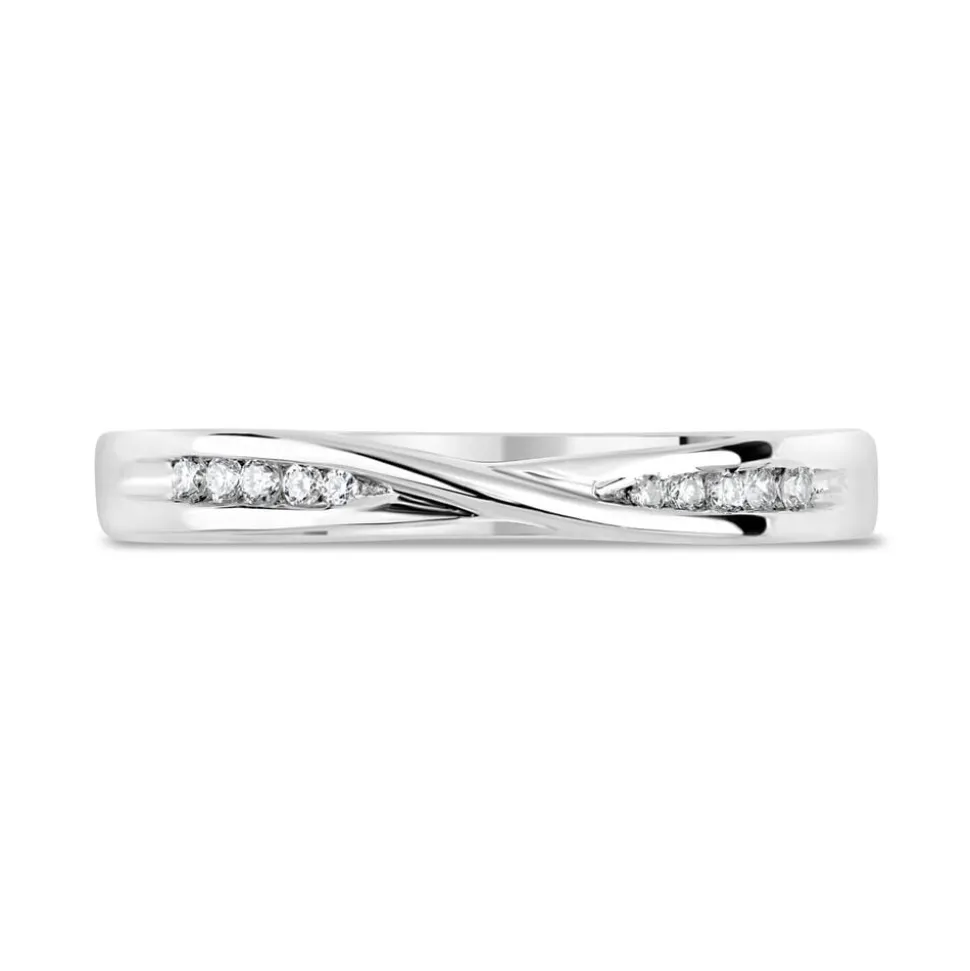 9ct White Gold Diamond 3mm Twist Wedding Ring