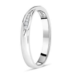 9ct White Gold Diamond 3mm Twist Wedding Ring