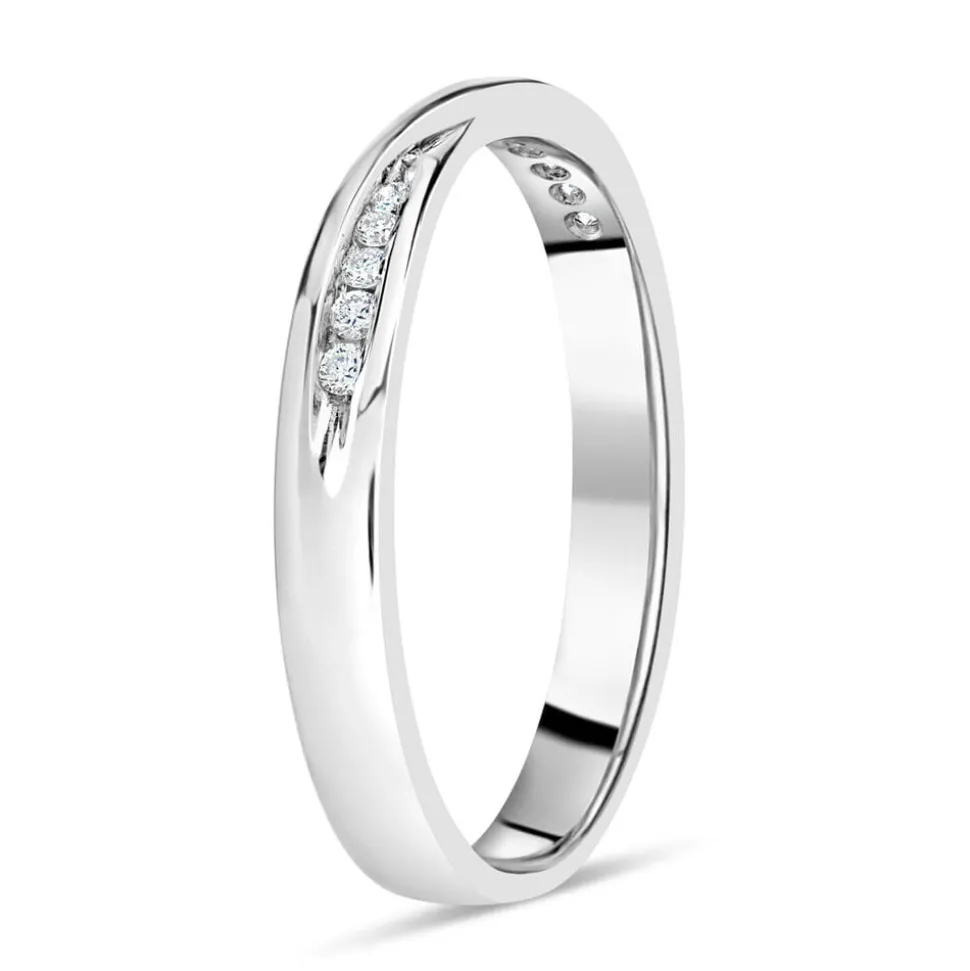 9ct White Gold Diamond 3mm Twist Wedding Ring