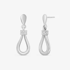 9ct White Gold Diamond Open Top Pear Drop Earrings