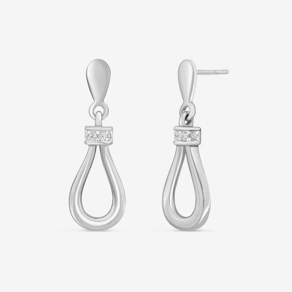 9ct White Gold Diamond Open Top Pear Drop Earrings